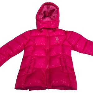 U.S. Polo Association Hooded Puffer Jacket Hot Pink Fleece‎ Lined Size 2T NEW!